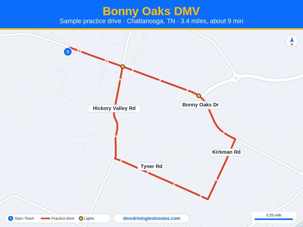 Bonny Oaks DMV dmv driving test routes map