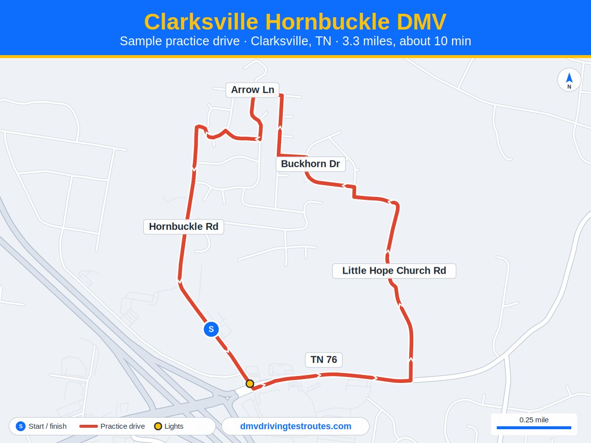 Clarksville Hornbuckle DMV dmv driving test routes map