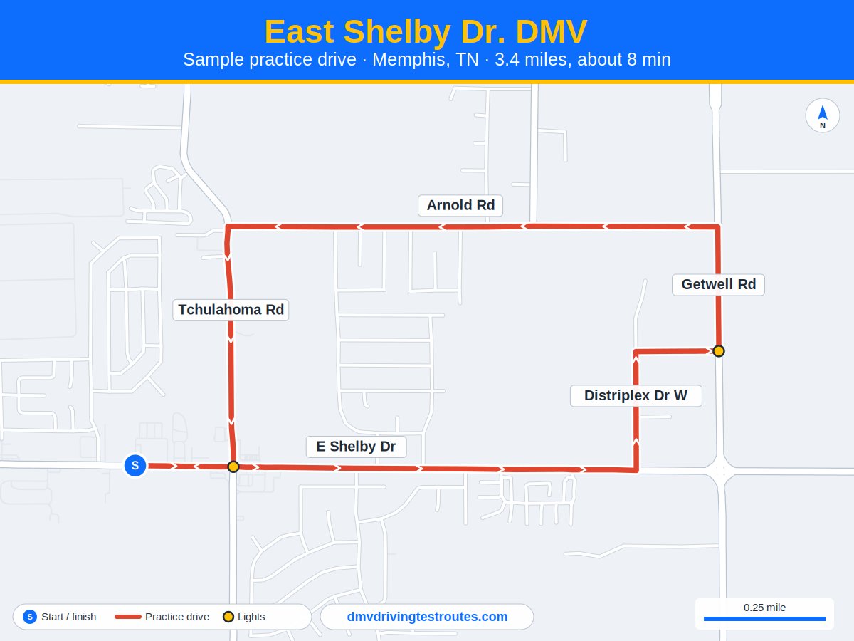 East Shelby Dr. DMV dmv driving test routes map