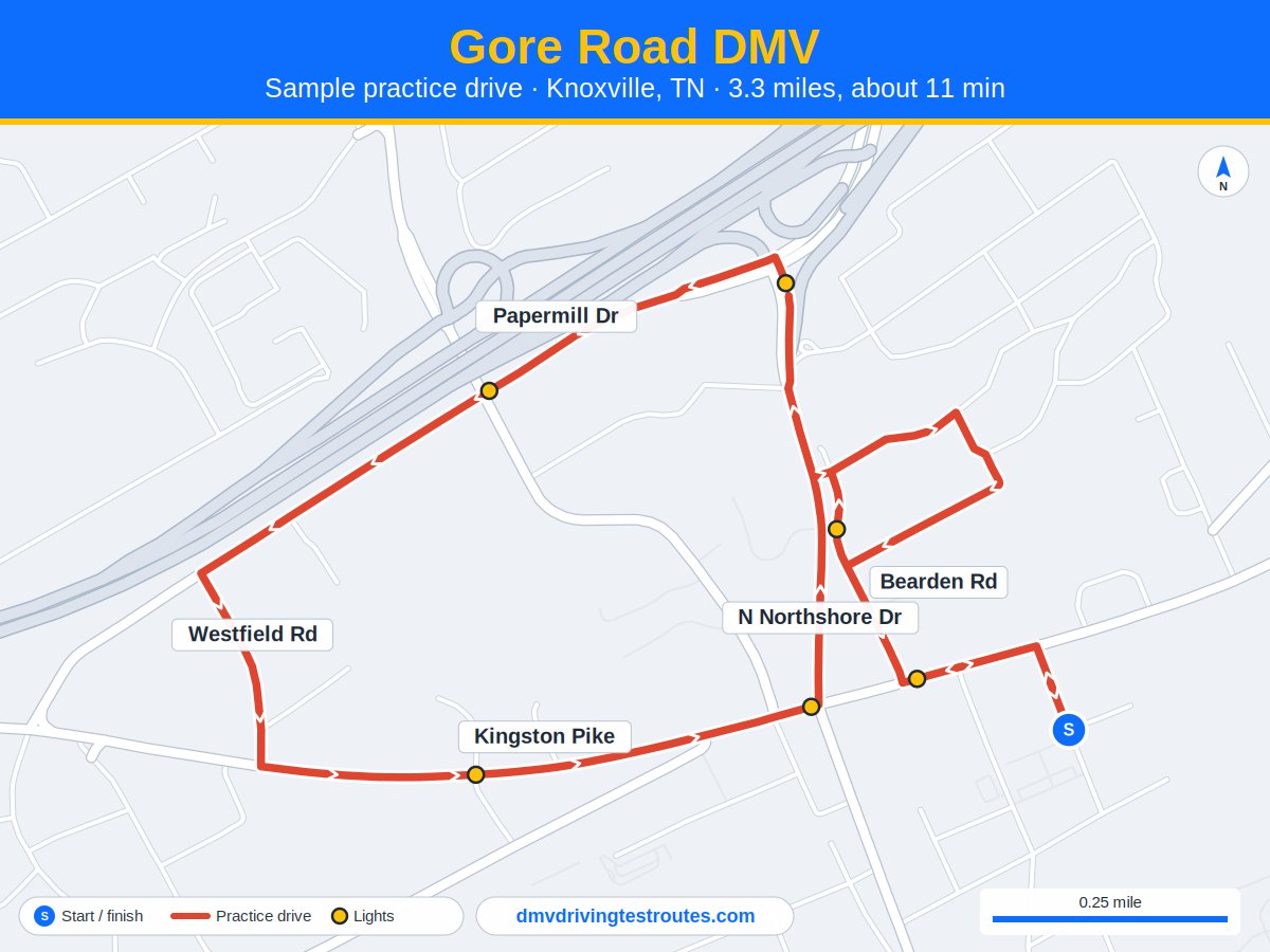 Gore Road DMV dmv driving test routes map