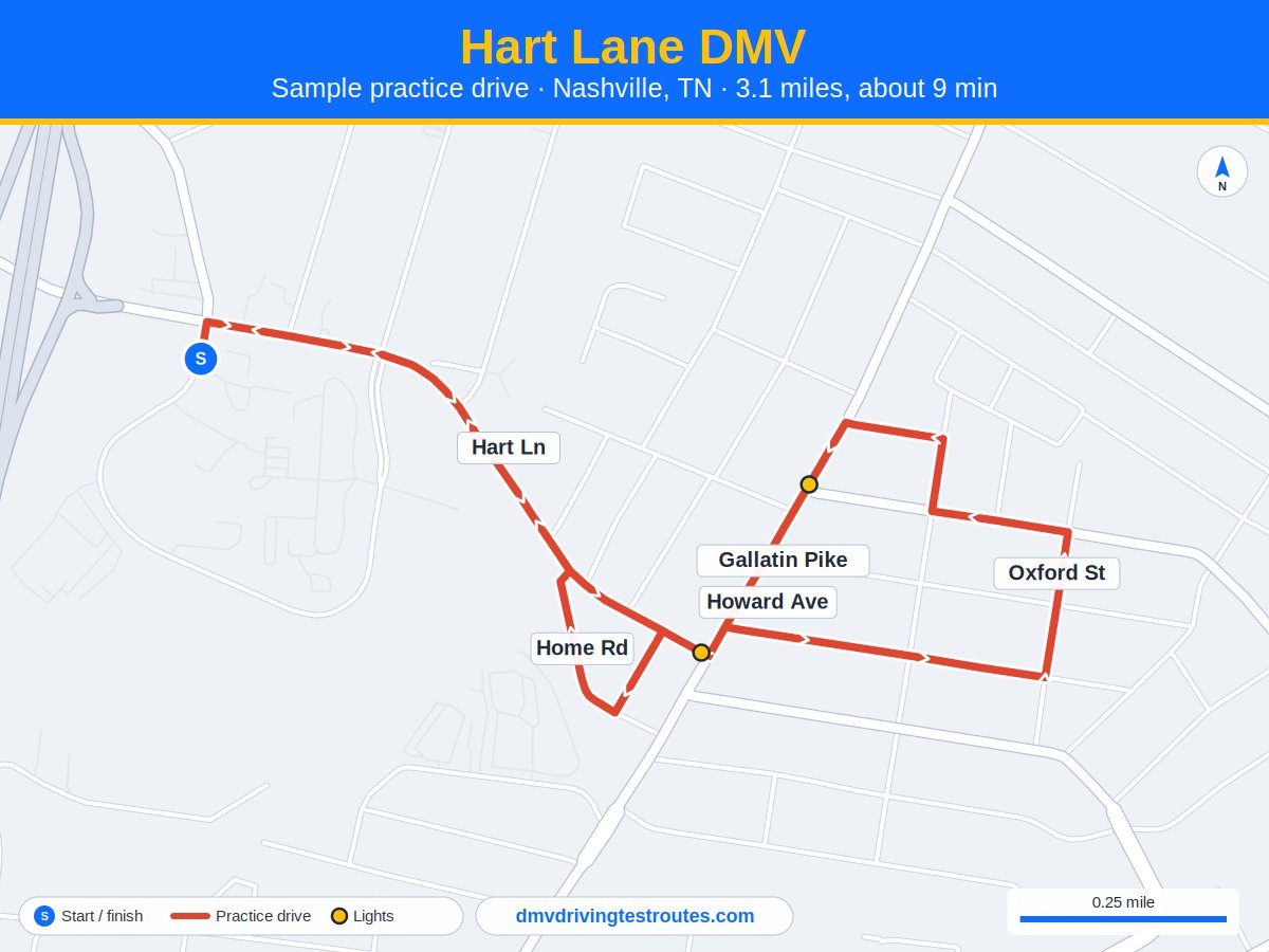 Hart Lane DMV dmv driving test routes map