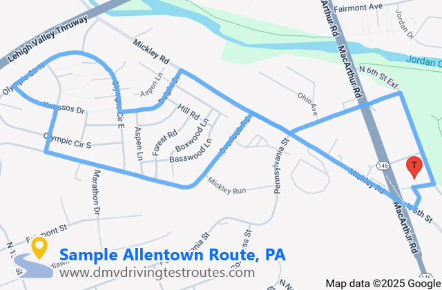 Whitehall Driver License Center dmv driving test routes map