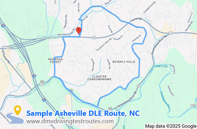 Asheville (Driver License Express)  DMV dmv driving test routes map