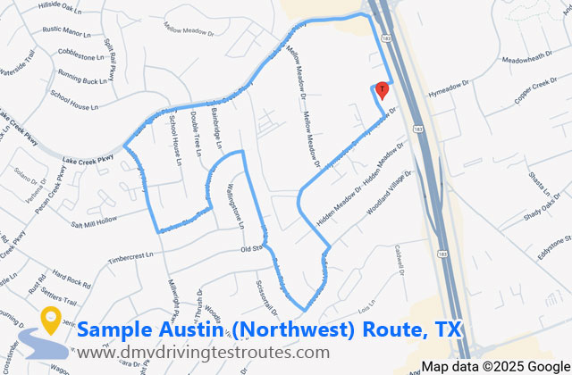 Austin Northwest DPS dmv driving test routes map