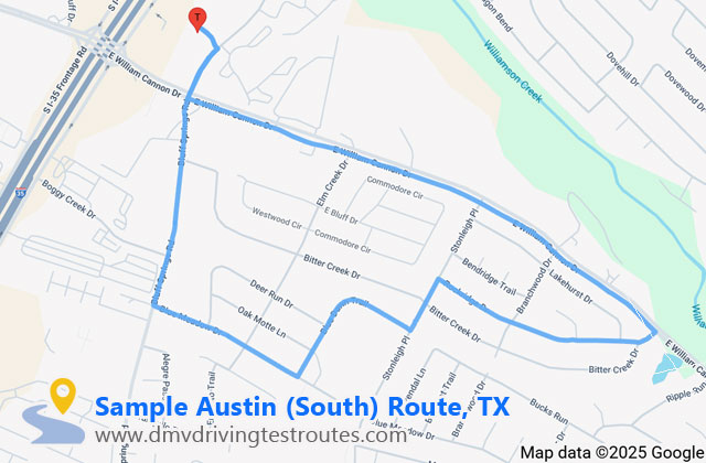 Austin South DPS dmv driving test routes map