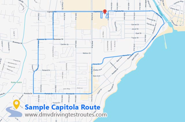 Capitola DMV dmv driving test routes map