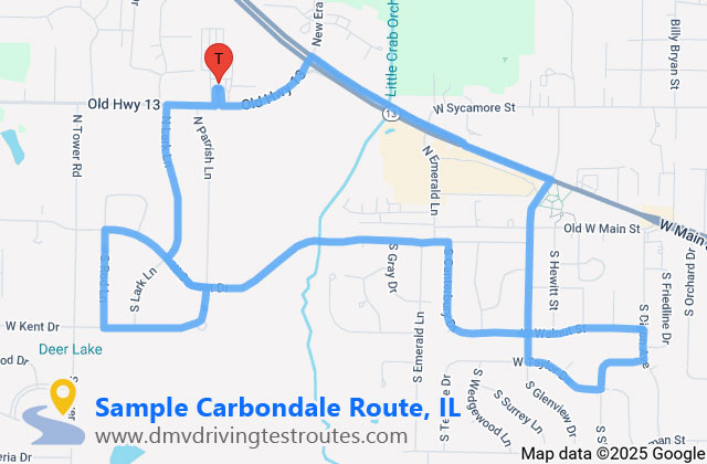 Carbondale SOS dmv driving test routes map