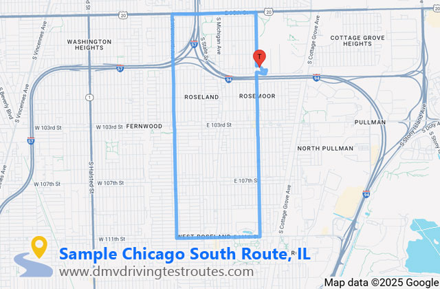 Chicago South SOS dmv driving test routes map