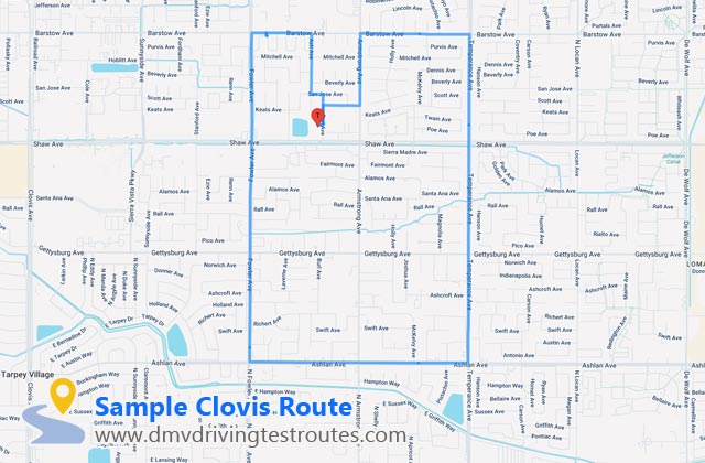 Clovis DMV dmv driving test routes map