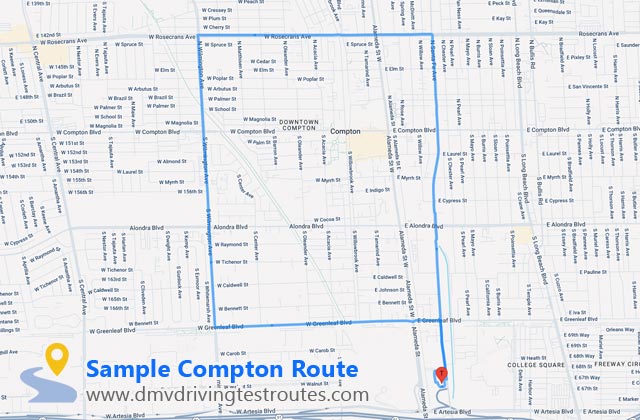 Compton DMV dmv driving test routes map