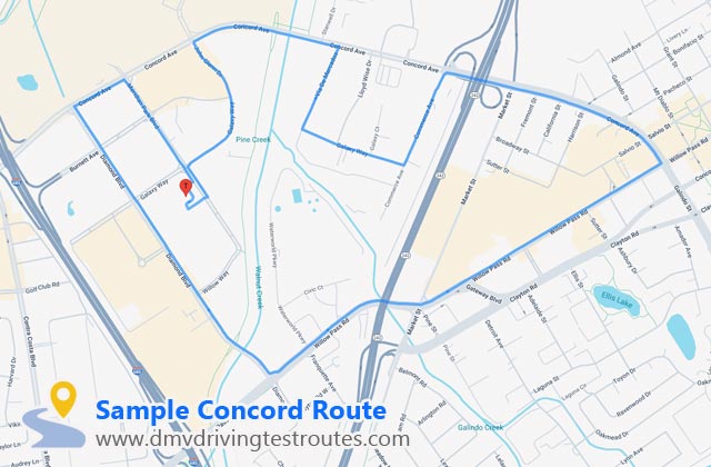 Concord DMV dmv driving test routes map