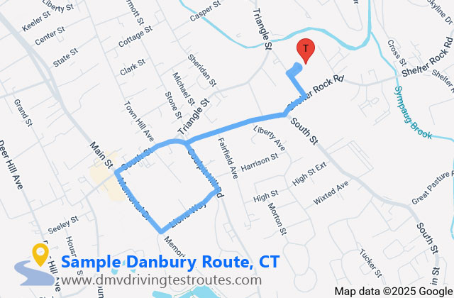 Danbury DMV dmv driving test routes map
