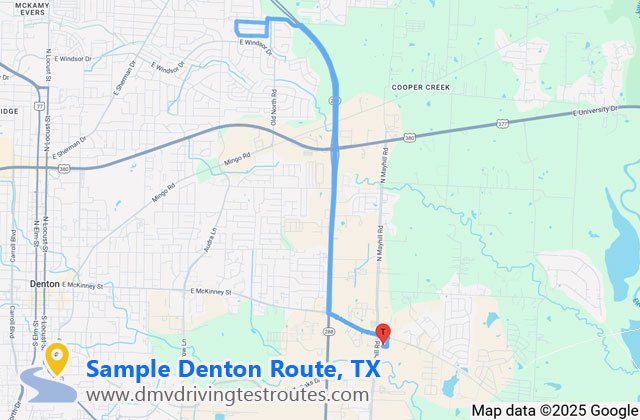 Denton DPS dmv driving test routes map
