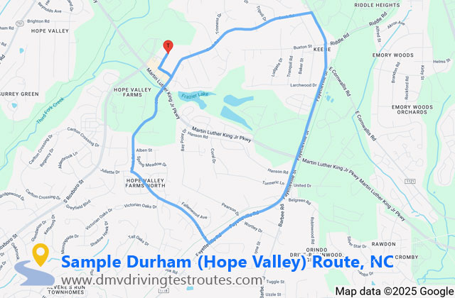 Durham (Hope Valley) DMV dmv driving test routes map