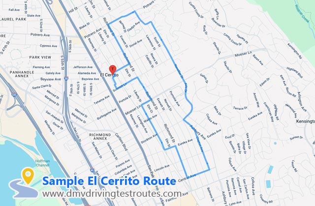 El Cerrito DMV dmv driving test routes map