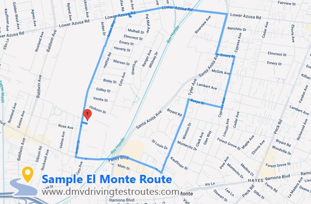 El Monte DMV dmv driving test routes map