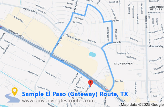 El Paso Gateway DPS dmv driving test routes map