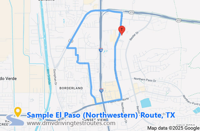 El Paso Northwest DPS dmv driving test routes map