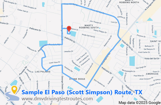 El Paso Scott Simpson DPS dmv driving test routes map