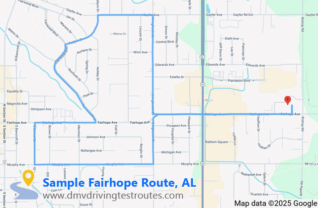 Fairhope DLO dmv driving test routes map