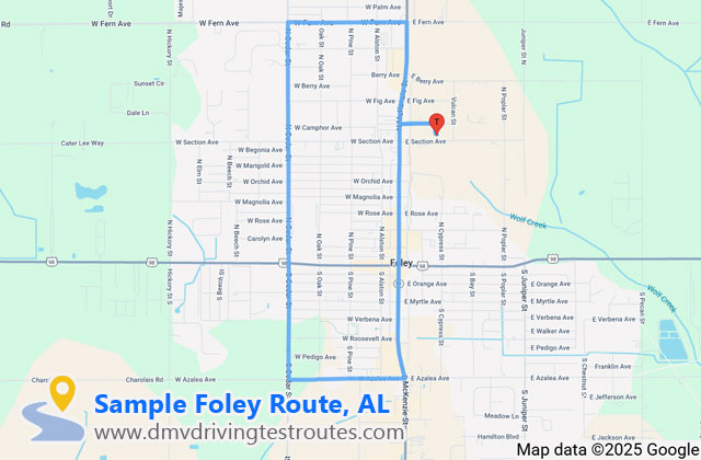 Foley DLO dmv driving test routes map