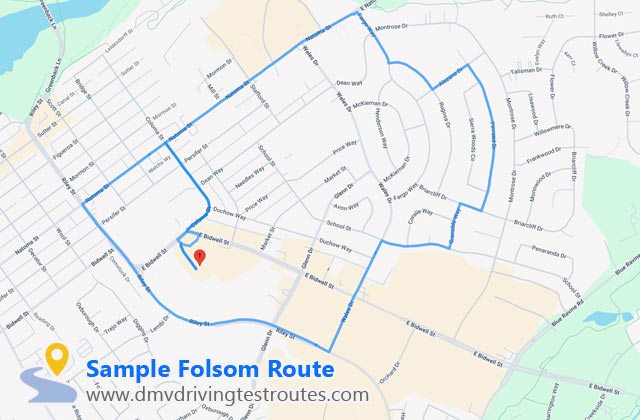 Folsom DMV dmv driving test routes map