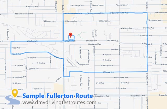 Fullerton DMV dmv driving test routes map