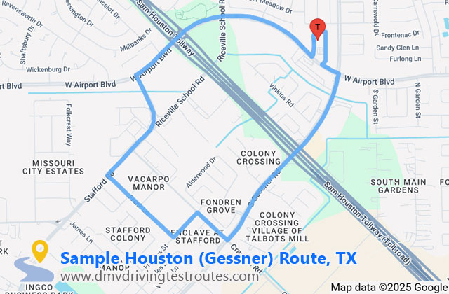 Gessner Mega Centre DPS dmv driving test routes map