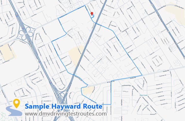 Hayward DMV dmv driving test routes map