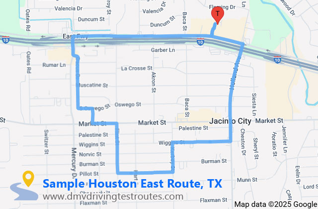 Houston East DPS dmv driving test routes map