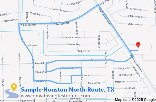 Houston North Mega Centre DPS dmv driving test routes map