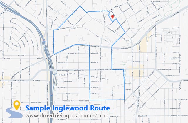 Inglewood DMV dmv driving test routes map