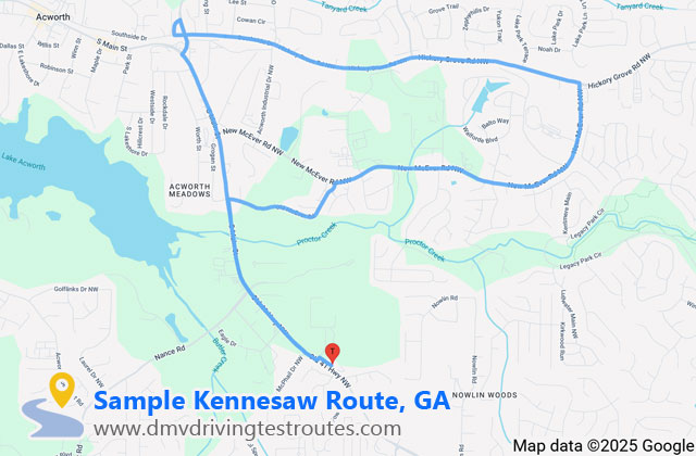 Kennesaw DDS dmv driving test routes map