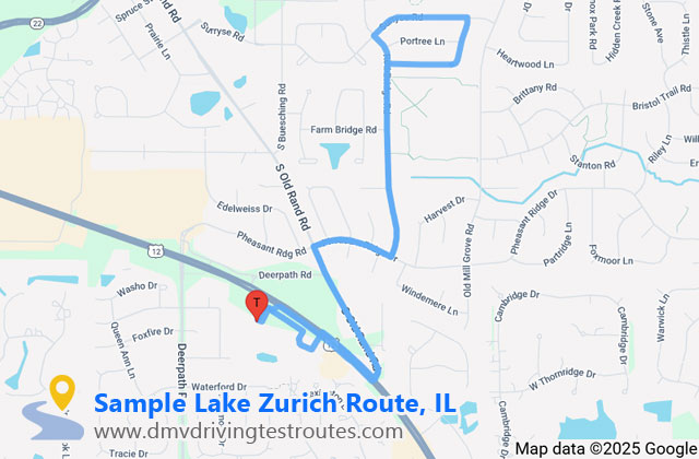 Lake Zurich SOS dmv driving test routes map