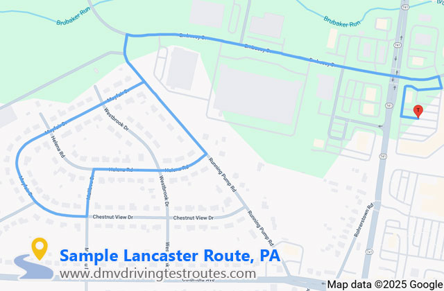 Lancaster (Regency Square) Driver License Center dmv driving test routes map