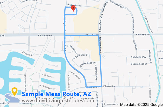 Mesa / Gilbert (SE Regional) MVD dmv driving test routes map