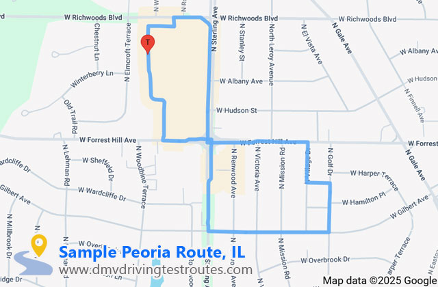 Peoria SOS dmv driving test routes map