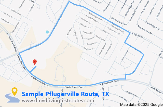 Pflugerville Mega Center dmv driving test routes map
