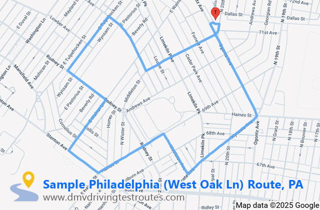 West Oak Lane Driver License Center dmv driving test routes map
