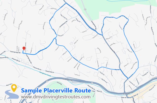 Placerville DMV dmv driving test routes map
