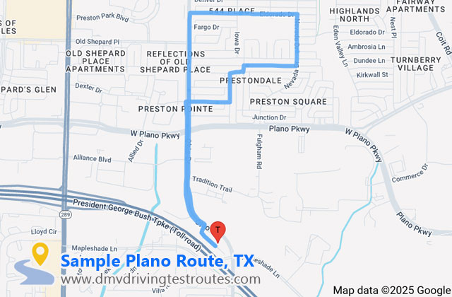 Plano DPS dmv driving test routes map