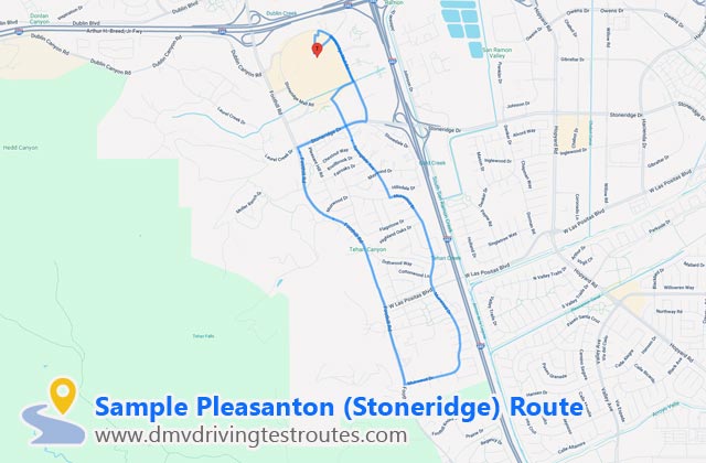 Pleasanton (Stoneridge) DMV dmv driving test routes map
