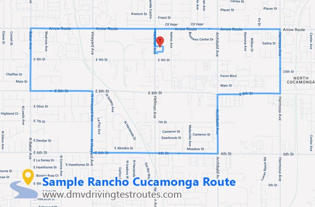 Rancho Cucamonga DMV dmv driving test routes map