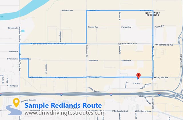Redlands DMV dmv driving test routes map