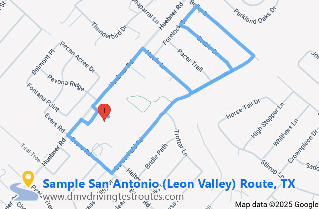 San Antonio-Leon Valley Mega Center dmv driving test routes map