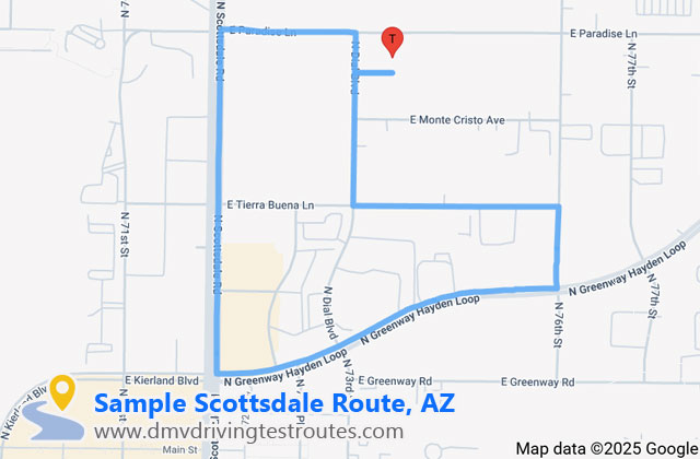 Scottsdale MVD dmv driving test routes map