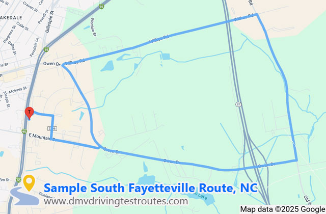 South Fayetteville DMV dmv driving test routes map