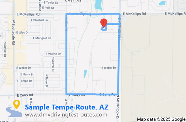 Tempe MVD dmv driving test routes map