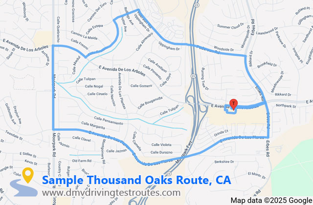 Thousand Oaks DMV dmv driving test routes map