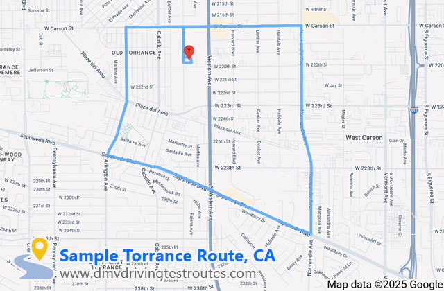 Torrance DMV dmv driving test routes map
